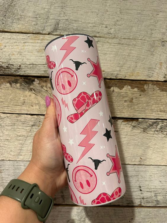 Pink western tumbler